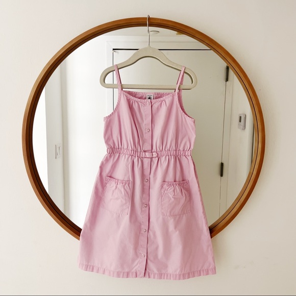 Petit Bateau Pink Spaghetti Strap Dress With Pockets Size 6 - Picture 1 of 5